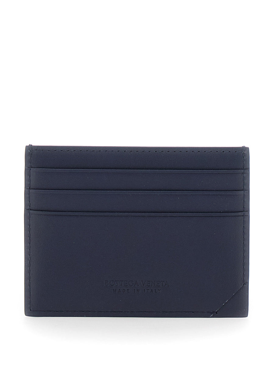 Bottega Veneta Wallets? Bottega Veneta Men Blue Card Holder With Intreccio Motif And Embossed Logo In Leather Man Elegant Everyday Leather Wallet