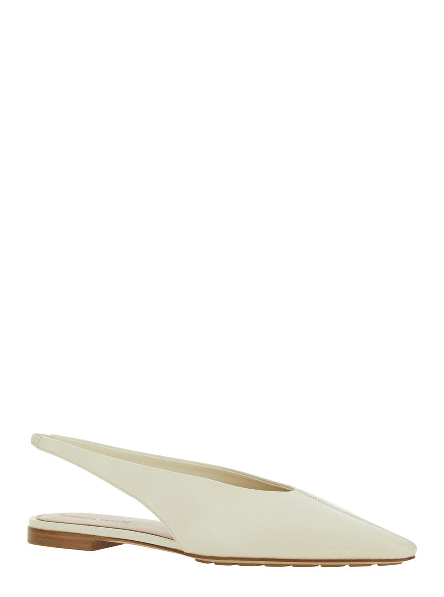 Bottega Veneta Shoes Bottega Veneta Women 'Sofia' White Slingback Ballerinas With Elastic Back In Leather Woman Luxury Lifestyle Designer Footwear