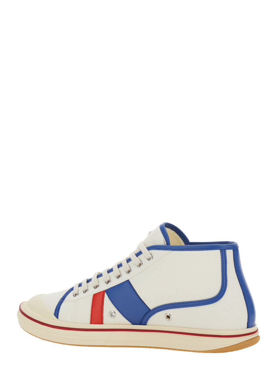 Bottega Veneta Shoes - Bottega Veneta Men 'Eliot' Multicolor Sneakers With Logo Label On The Side And Leather Inserts In Cotton And Leather Blend Man Premium Designer Casual Shoes