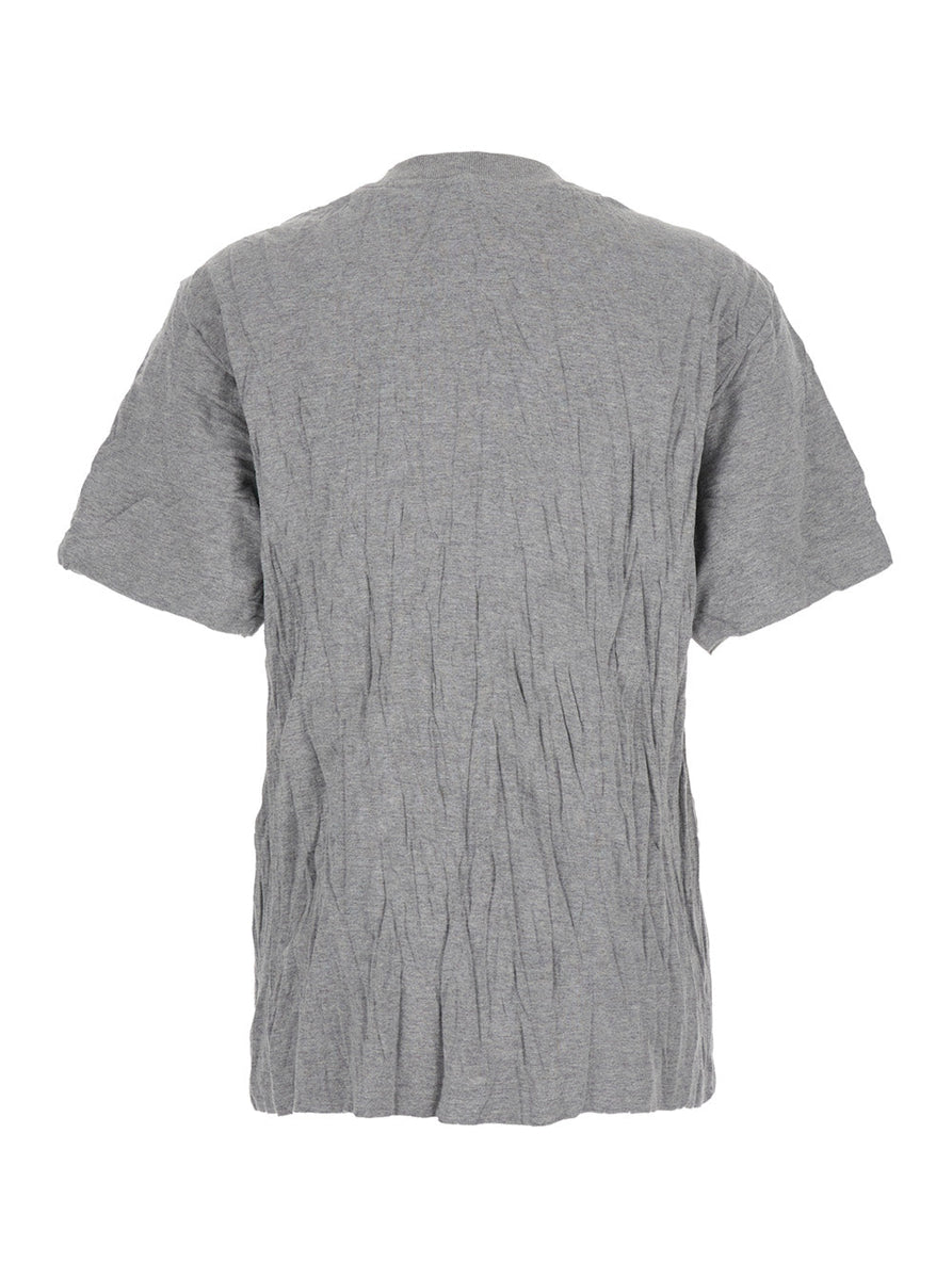 Bottega Veneta T-Shirts? Bottega Veneta Women Grey Crewneck T-Shirt With Maxi Print On The Front And Wrinkled Ffect In Cotton Woman Premium Designer Cotton T-Shirt
