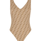 Close-up of Fendi swimsuits hardware and fine stitching