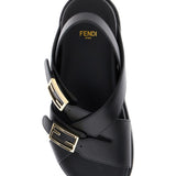 Close-up of Fendi flats hardware and fine stitching
