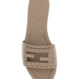 Close-up of Fendi flats hardware and fine stitching