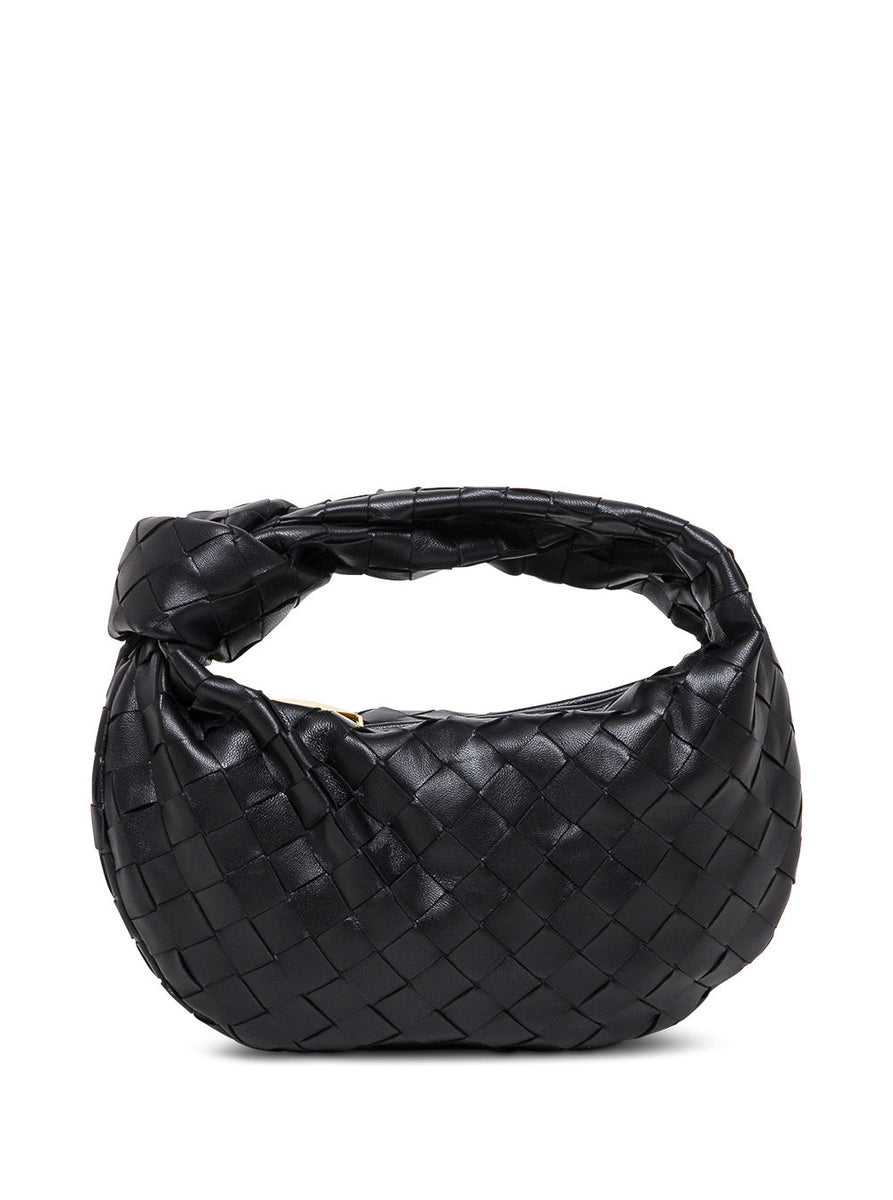 Bottega Veneta Bags? Bottega Veneta Women Black Intreccio Nappa Mini Jodie Handbag Luxury Designer Leather Handbag