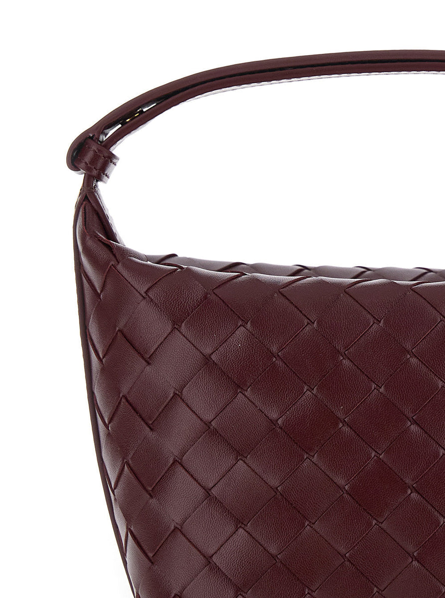 Bottega Veneta Bags? Bottega Veneta Women 'Candy Wallace' Bordeaux Handbag With Intrecciato Motif In Leather Woman Elegant Everyday Designer Handbag