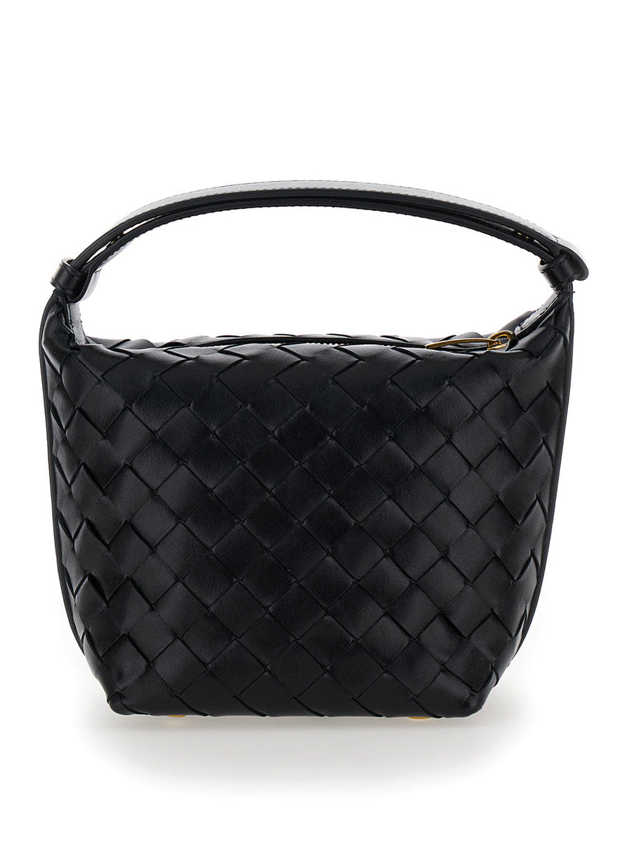 Bottega Veneta Bags? Bottega Veneta Women 'Candy Wallace' Black Handbag With Intrecciato Motif In Leather Woman Luxury Designer Leather Handbag