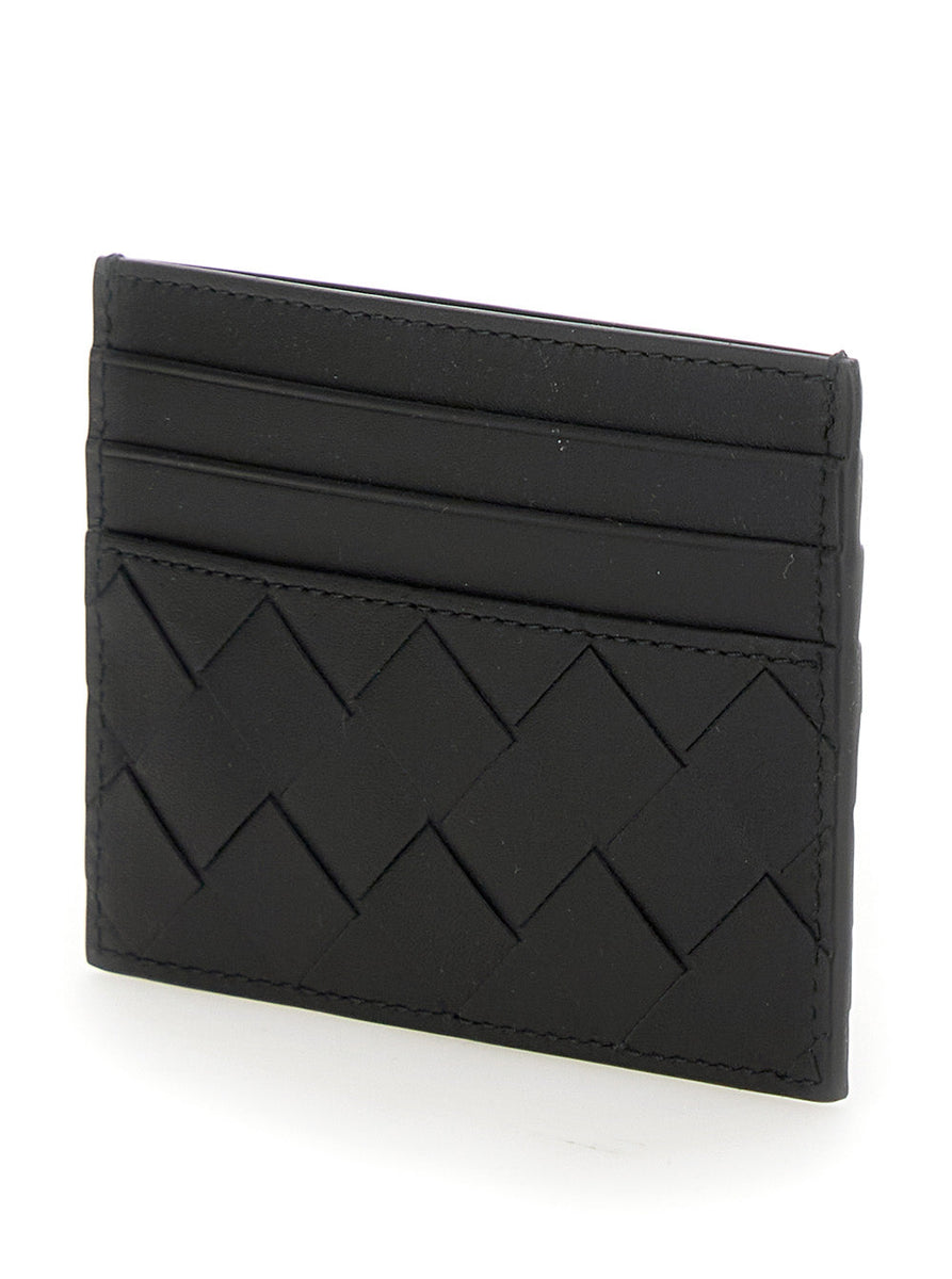 Bottega Veneta Wallets? Bottega Veneta Men Black Card Holder With Intrecciato Motif In Leather Man Elegant Everyday Leather Wallet