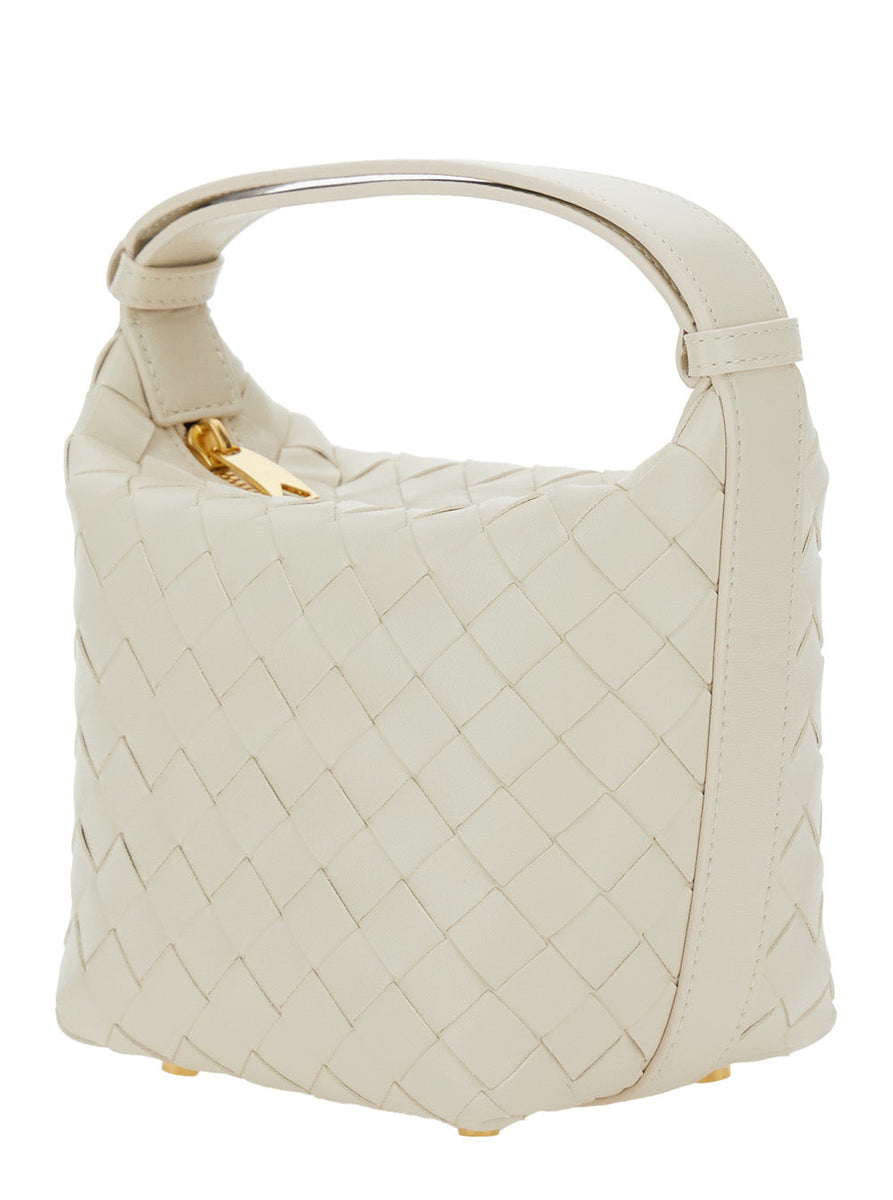 Bottega Veneta Bags? Bottega Veneta Women 'Candy Wallace' White Handbag With Intrecciato Motif In Leather Woman Premium Designer Shoulder Bag