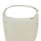 Close-up of Bottega Veneta shoulder bags hardware and fine stitching