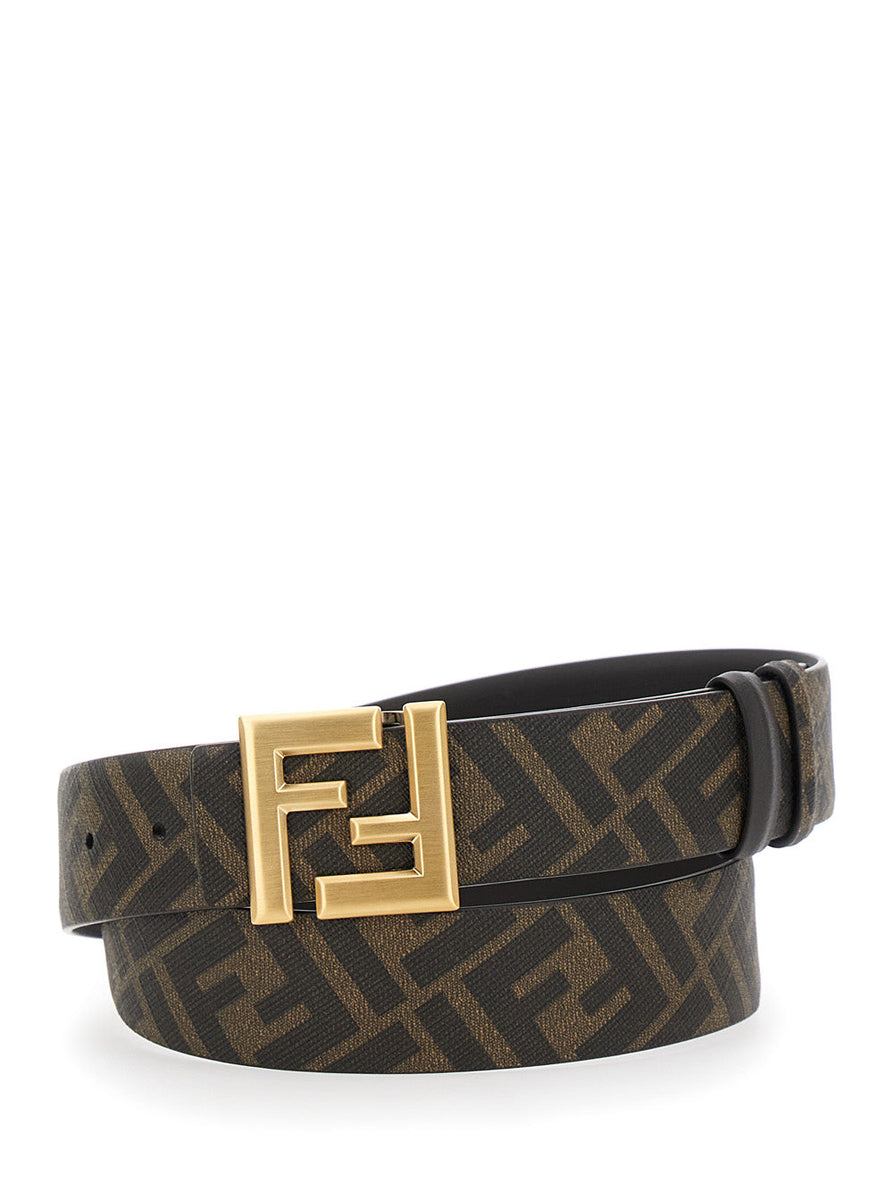 Close-up of Fendi belts hardware and fine stitching