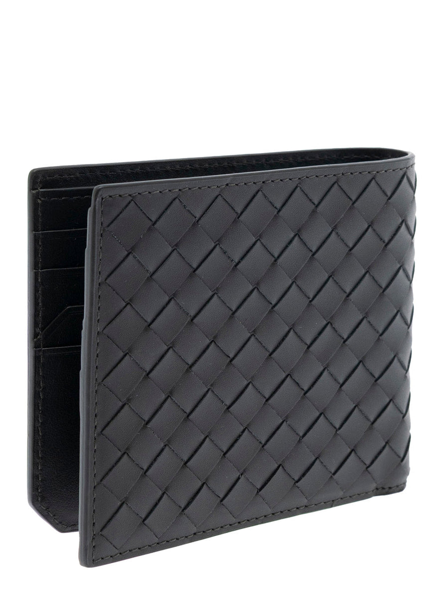 Bottega Veneta Wallets? Bottega Veneta Men Green Bi-Fold Wallet With Intrecciato Motif And Embossed Logo Lettering On The Inside In Leather Man Compact Luxury Card Wallet