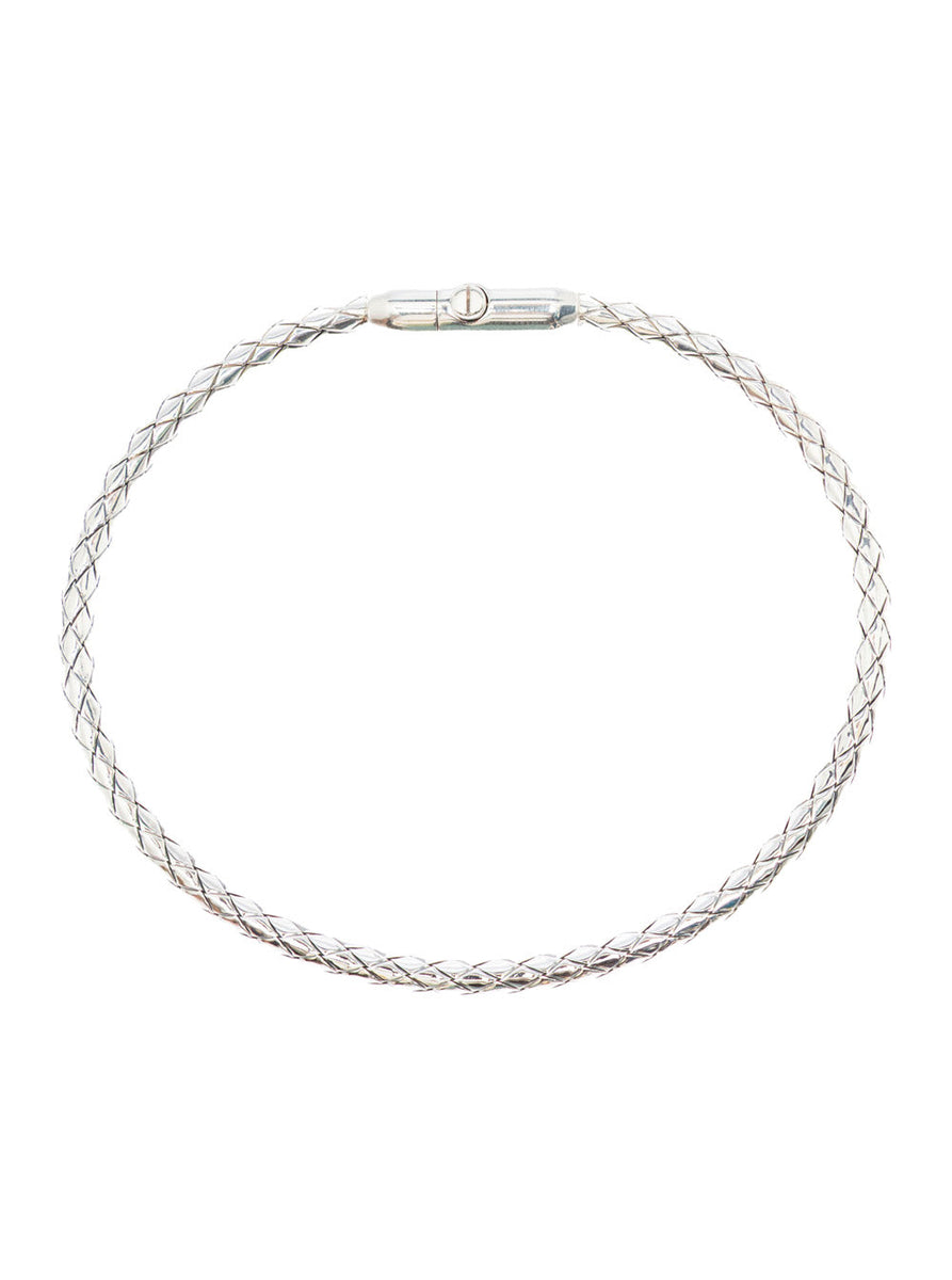 Bottega Veneta Jewellery? Bottega Veneta Men 'Intreccio' Metallic Bracelet With Rear Push Closure And Intrecciato Design In Silver Man Elegant Everyday Fine Jewellery