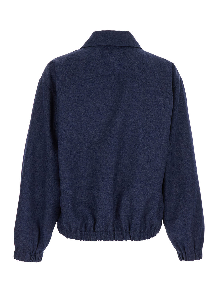 Bottega Veneta Jackets? Bottega Veneta Men Blue Jacket With Classic Collar And Front Zip Closure In Wool Man Premium Casual Designer Jacket
