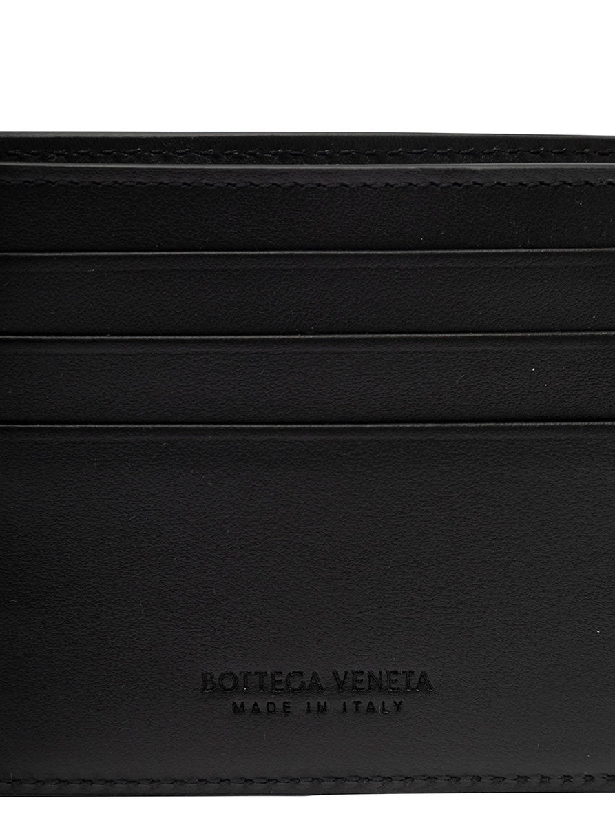 Bottega Veneta Wallets? Bottega Veneta Men Black Bi-Fold Wallet With Intreccio Motif In Leather Man Elegant Everyday Leather Wallet