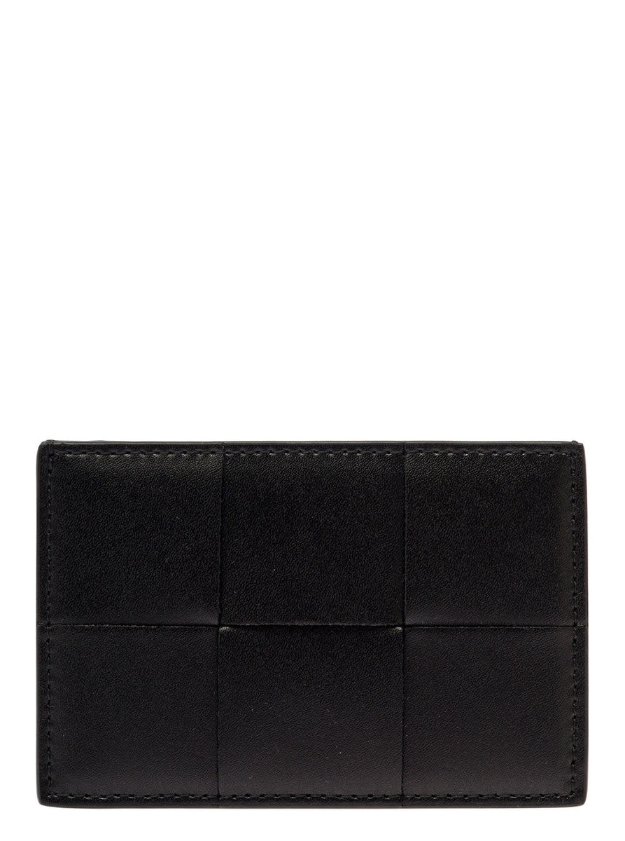 Bottega Veneta Accessories? Bottega Veneta Men 'Casette' Black Card-Holder With Embossed Logo And Intreccio Motif In Smooth Leather Man Luxury Designer Fashion Accessory