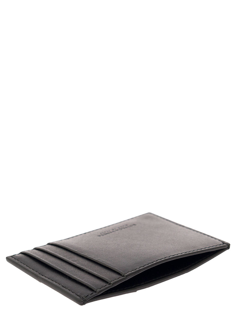 Bottega Veneta Accessories? Bottega Veneta Men 'Casette' Black Card-Holder With Embossed Logo And Intreccio Motif In Smooth Leather Man Premium Everyday Designer Accessory