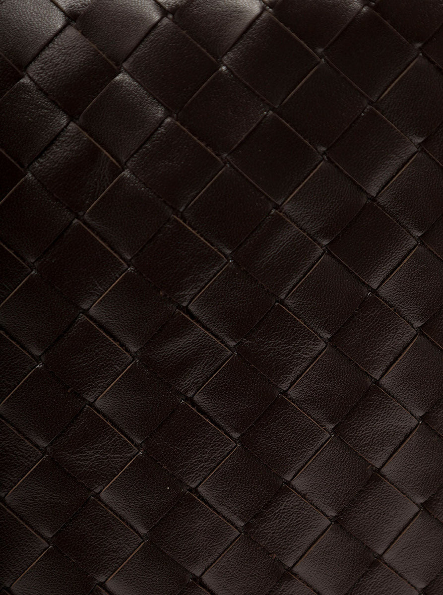 Close-up of Bottega Veneta cross body bags hardware and fine stitching