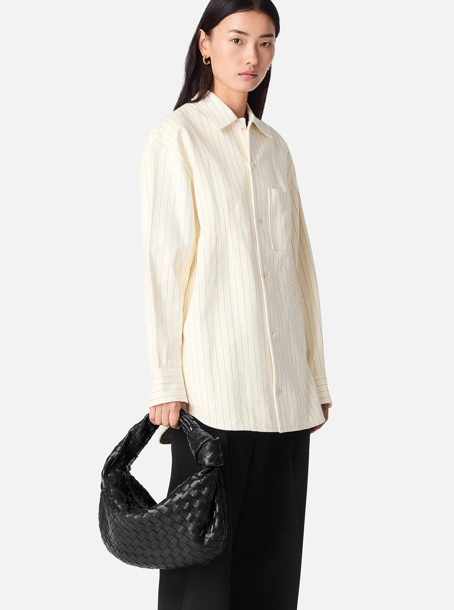 Bottega Veneta Bags? Bottega Veneta Women 'Jodie' Black Small Shoulder Bag With Knot Detail And Intrecciato Motif In Leather Woman Premium Designer Shoulder Bag