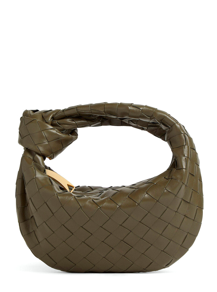 Bottega Veneta Bags? Bottega Veneta Women 'Jodie' Green Mini Handbag With Knot Detail And Intrecciato Motif In Leather Woman Premium Designer Shoulder Bag