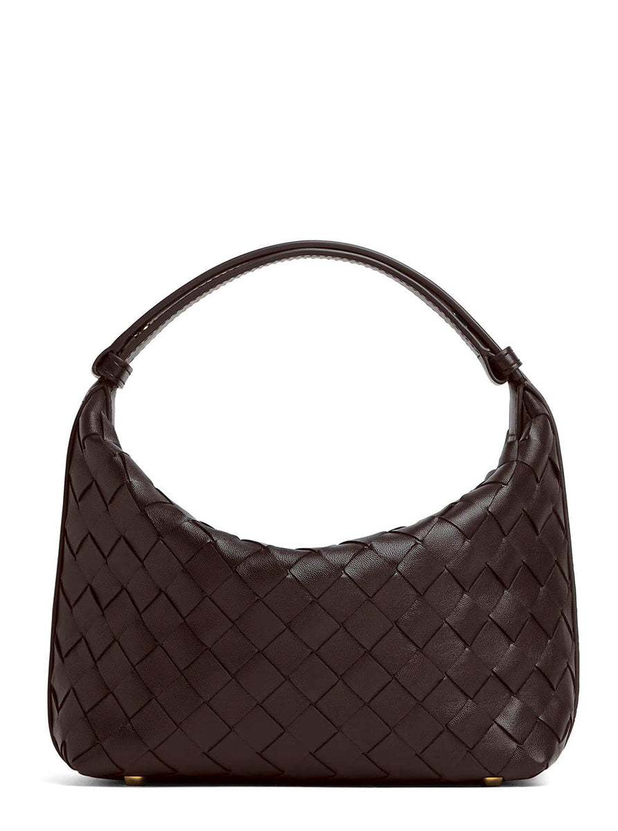 Bottega Veneta Bags? Bottega Veneta Women 'Candy Wallace' Brown Handbag With Intrecciato Motif In Leather Woman Premium Designer Shoulder Bag
