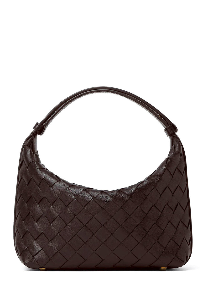 Bottega Veneta Bags? Bottega Veneta Women 'Candy Wallace' Brown Handbag With Intrecciato Motif In Leather Woman Premium Designer Shoulder Bag