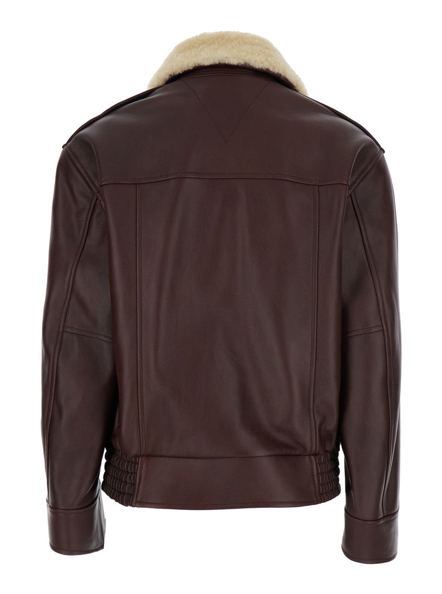 Bottega Veneta Jackets? Bottega Veneta Women Brown Shearling Coat With Removable Fur Collar And Front Zip Closure In Leather Woman Luxury Designer Outerwear Jacket