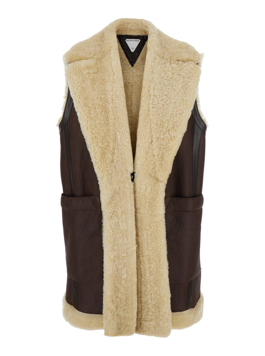 Bottega Veneta Jackets? Bottega Veneta Women Brown Shearling Coat With Front Button Closure And Side Pockets In Leather Woman Stylish Everyday Designer Outerwear