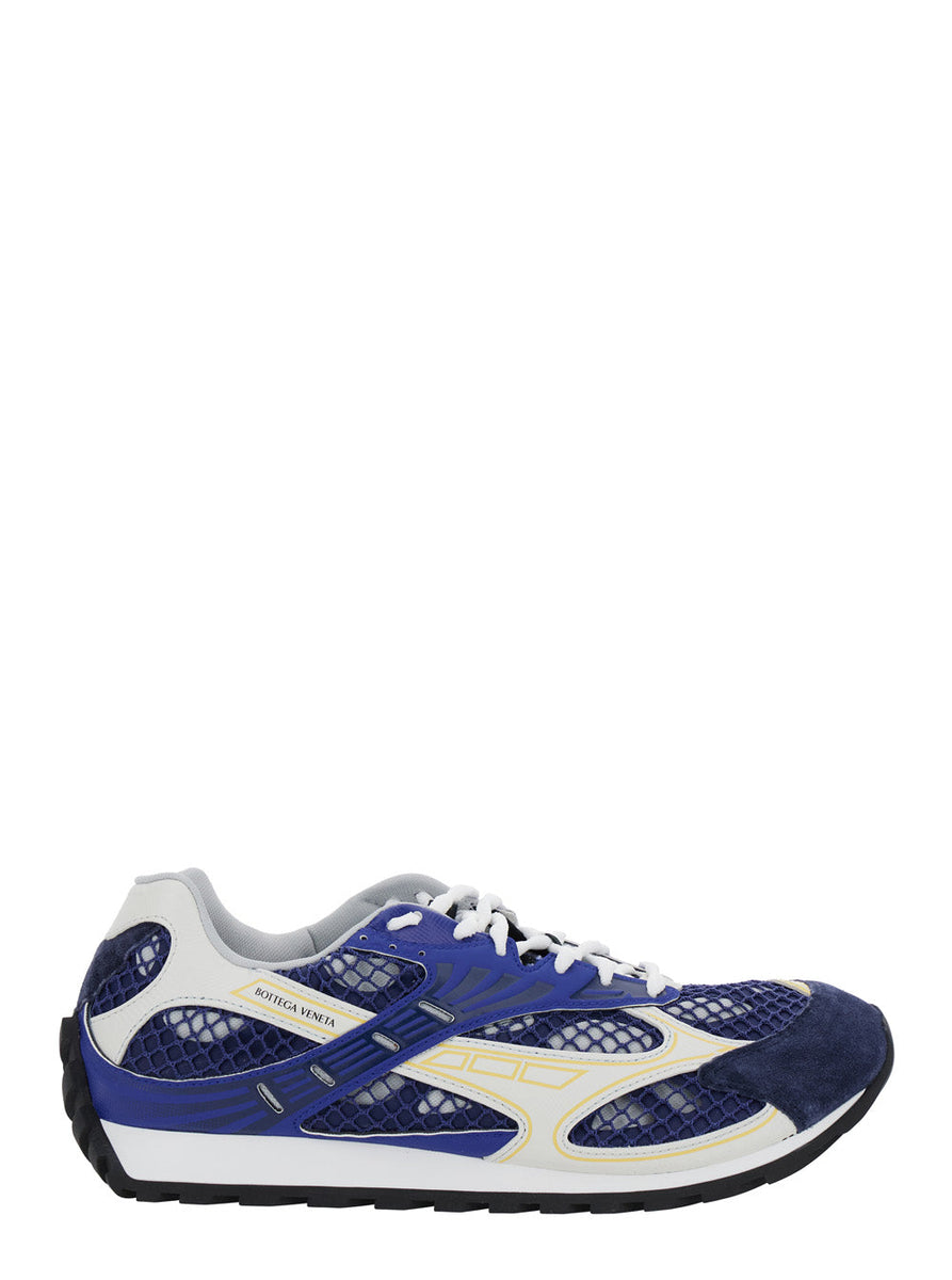 Bottega Veneta Shoes - Bottega Veneta Men 'Orbit' Blue Sneakers With Logo Lettering Print In Lightweight Techno Mesh Man Premium Designer Casual Shoes