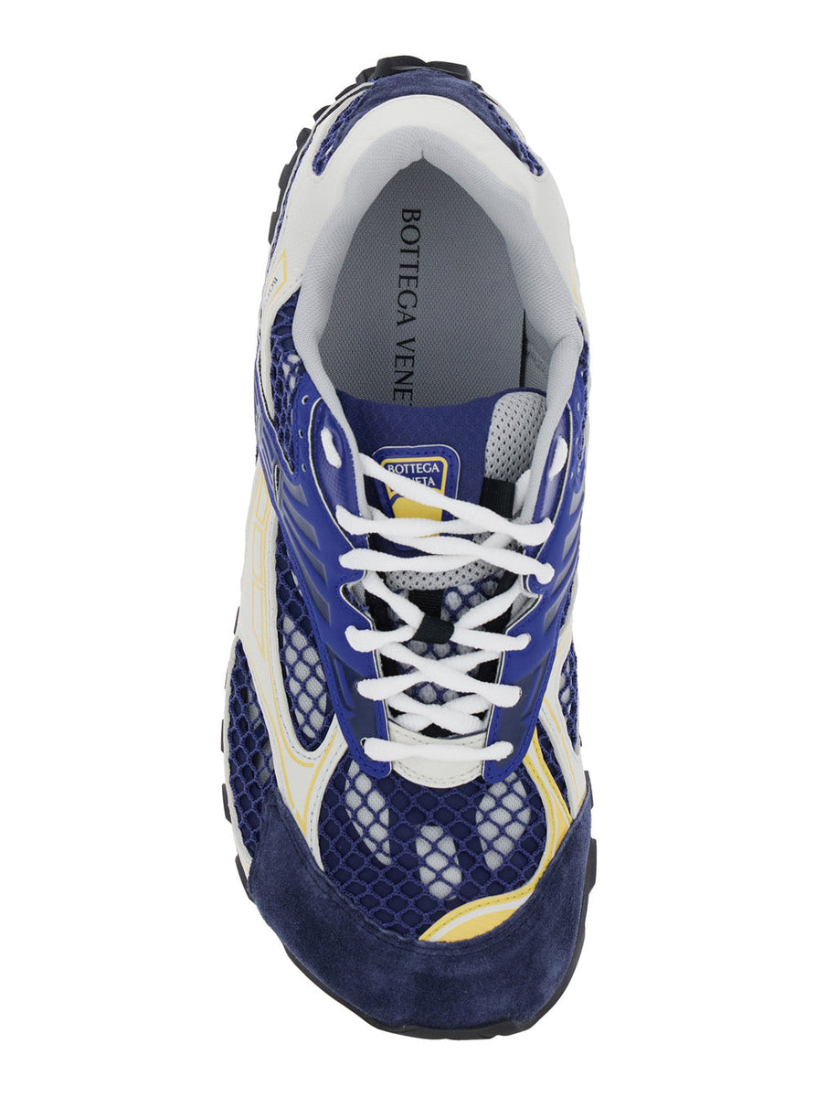 Bottega Veneta Shoes Bottega Veneta Men 'Orbit' Blue Sneakers With Logo Lettering Print In Lightweight Techno Mesh Man Comfortable Everyday Designer Shoes