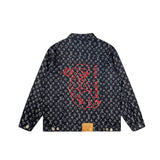 Side profile of Louis Vuitton luxury clothing with signature branding