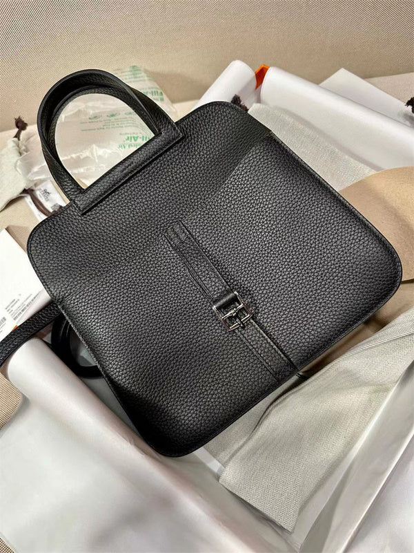 Side view of chic structured handbag