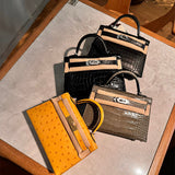 Side view of minimalist structured handbag