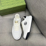 Side profile of Gucci bold contrast sneakers streetwear statement look