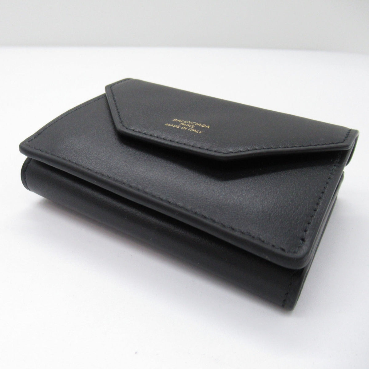 Balenciaga authentic luxury wallet Black leather craftsmanship
