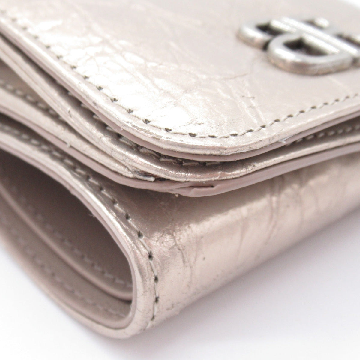 Side view of Balenciaga wallet Beige premium designer bag
