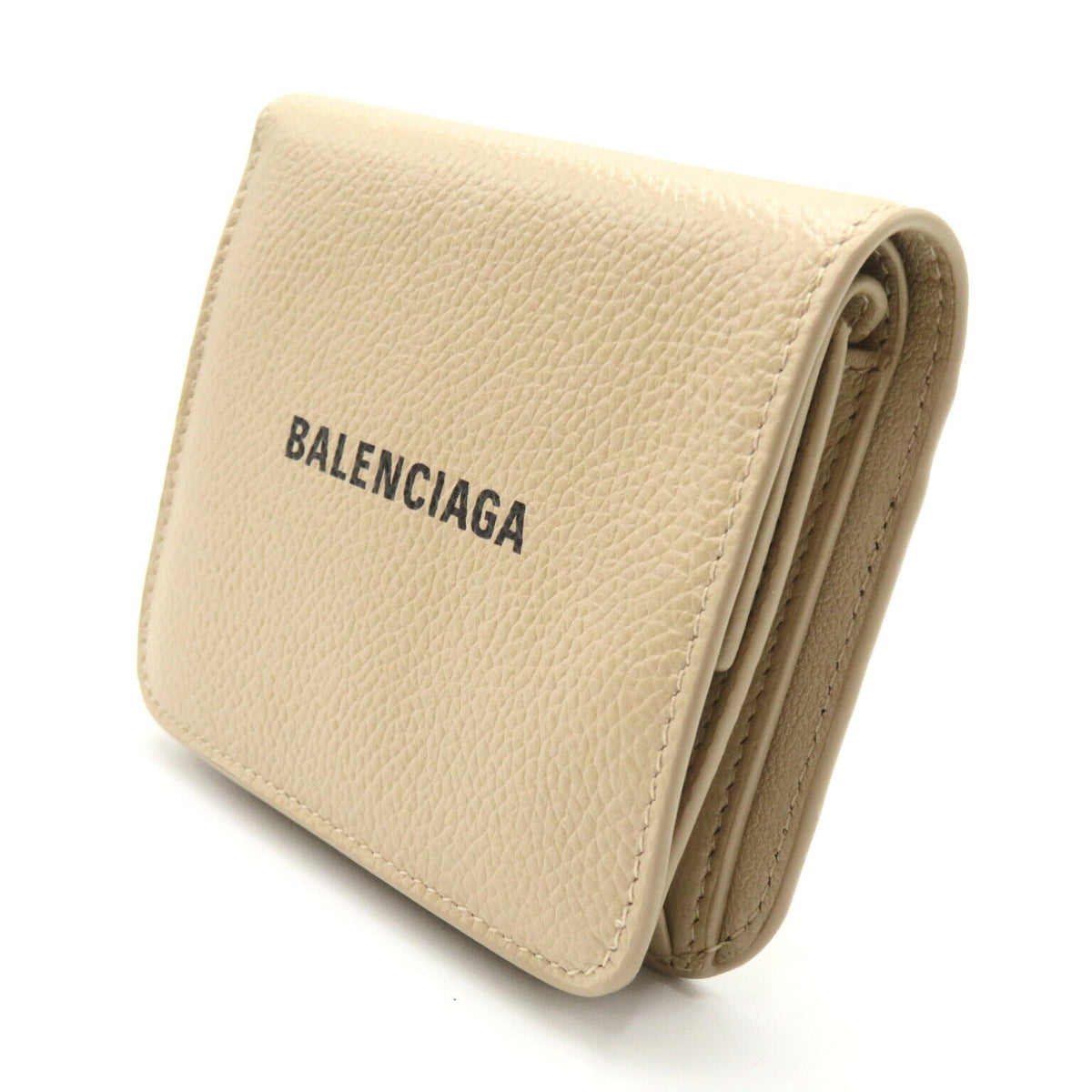 Balenciaga authentic luxury wallet Beige leather craftsmanship