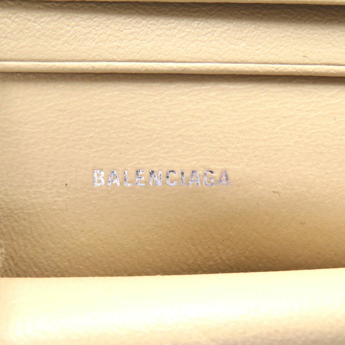 Side view of Balenciaga wallet Beige premium designer bag