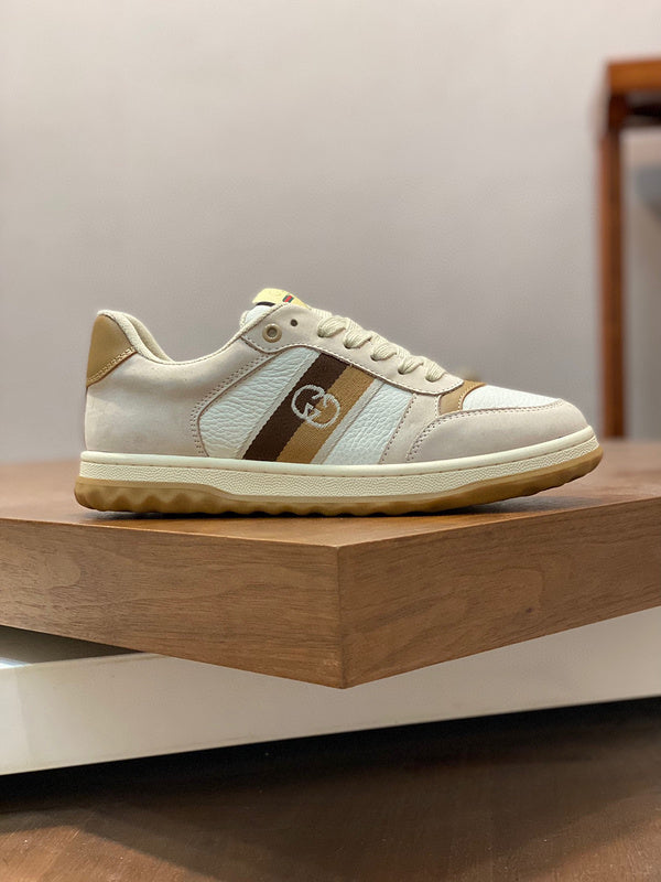 Gucci Fashion sneakers in stone beige chunky sole construction front view