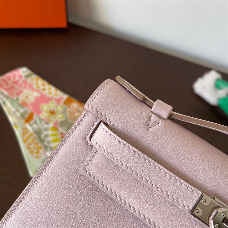 Side view of modern structured handbag
