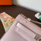 Side view of modern structured handbag
