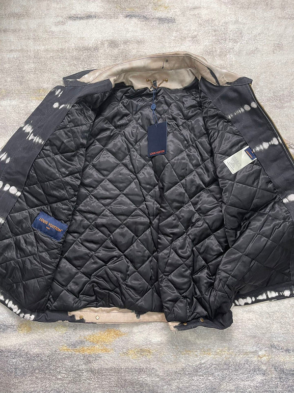 Front view of Louis Vuitton luxury clothing with label-forward styling