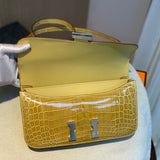 Side view of refined structured handbag