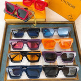 Close-up detail view of Louis Vuitton unisex sunglasses