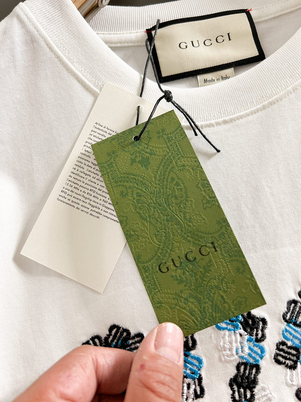 Flat lay presentation of Louis Vuitton cotton t-shirt with relaxed-fit cut