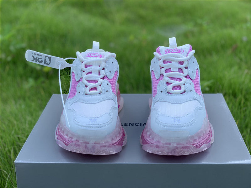 Balenciaga White Chunky Platform Sneakers - Angled View