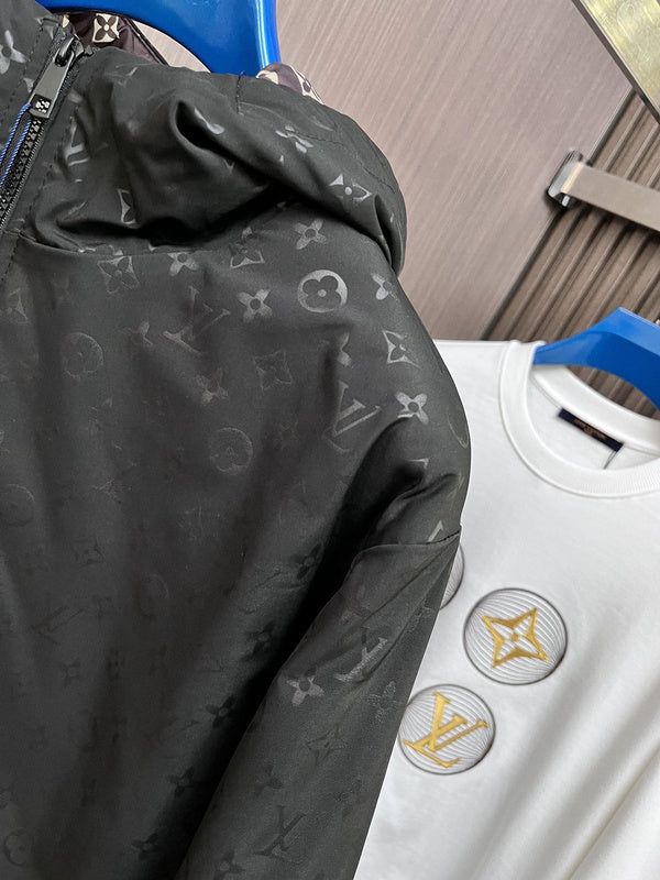 Full styled look of Louis Vuitton luxury clothing with streetwear-inspired cut