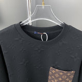Close-up detail shot of Louis Vuitton luxury clothing with runway-inspired design