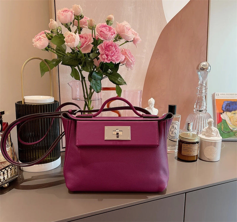 Side view of versatile structured handbag