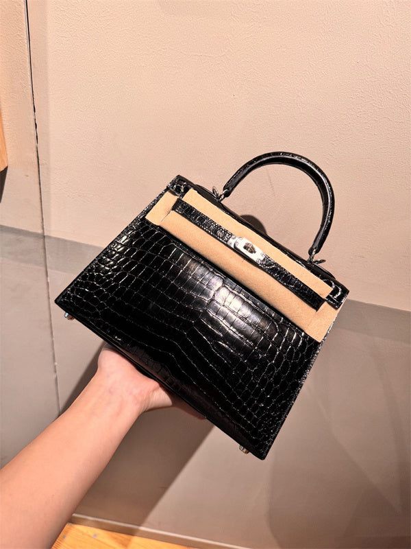 Poised bag shown from front angle