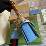 Side view of elegant structured handbag